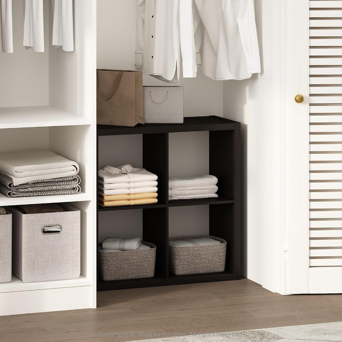 Cubic Extra Thick 4-Cube Closet Organizers and Storage, Dark Oak