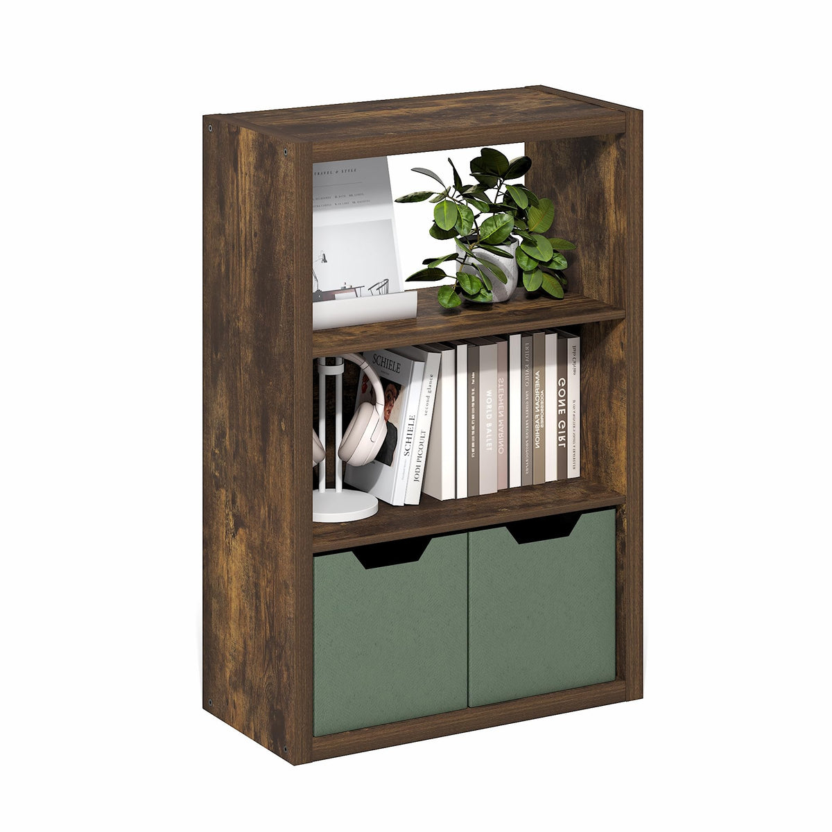 4-Tier Book Shelf, Open Shelves Bookshelf, Light Blue/White