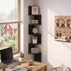 Rossi 5-Tier Corner Floating Book Shelves for Wall, Espresso