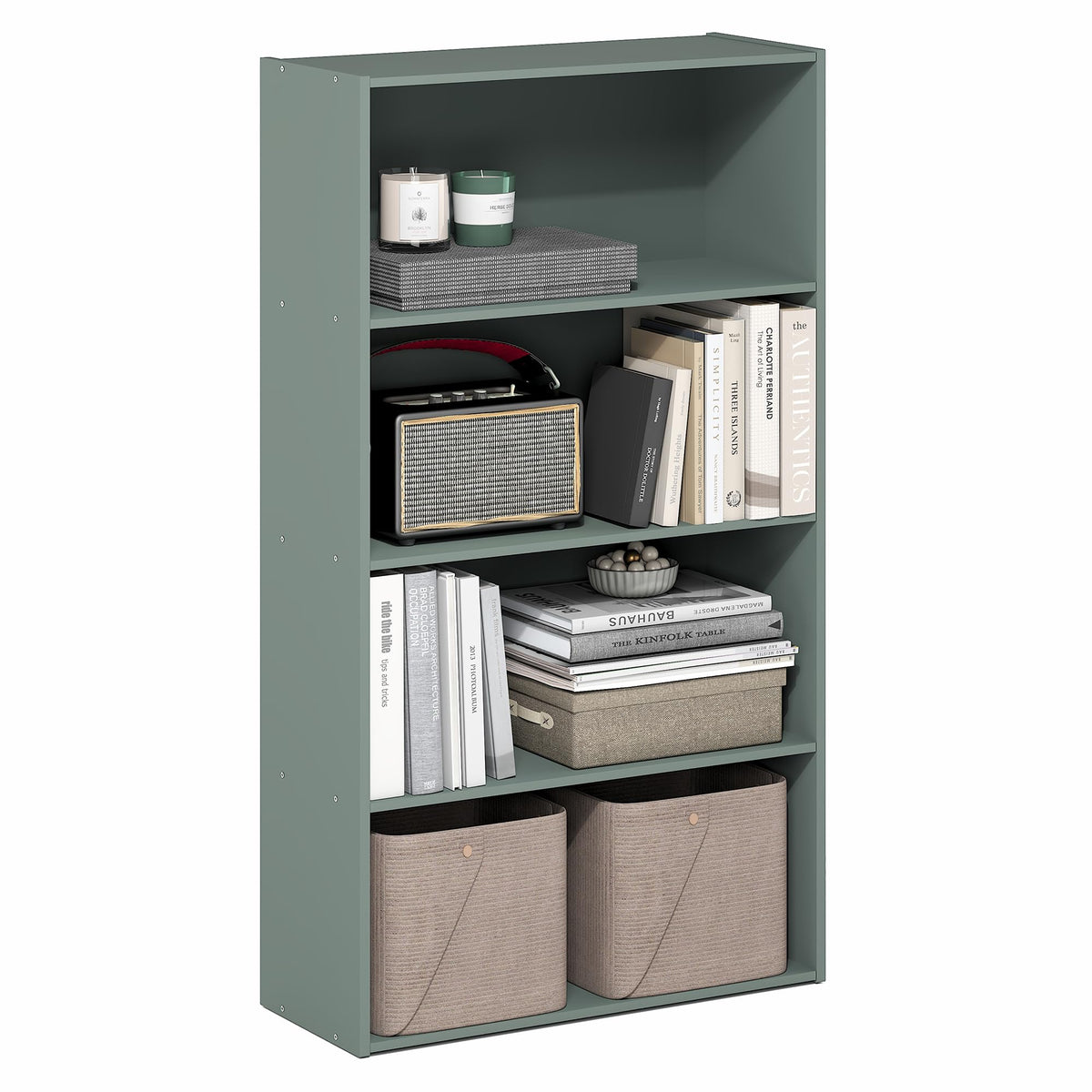 4-Tier Book Shelf, Open Shelves Bookshelf, Light Blue/White