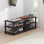 TURN-S-TUBE Shoe Rack, 3-Tier Wide Shoe Organizer, Open Shelf Rectangular Shoe Storage Rack, 11.6 x 47.2 x 15.4, Toolless Assembly, for Closet Entryway, Office, Garage, Dark Cherry