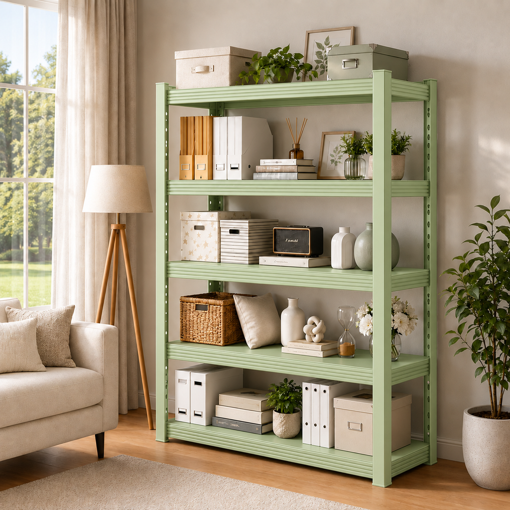 Metal Storage Shelf, Heavy‑Duty Cold‑Rolled Steel Organizer for Home Kitchen Garage (White, 47H*31.5L*16W(4 Tier), Thickened Version)