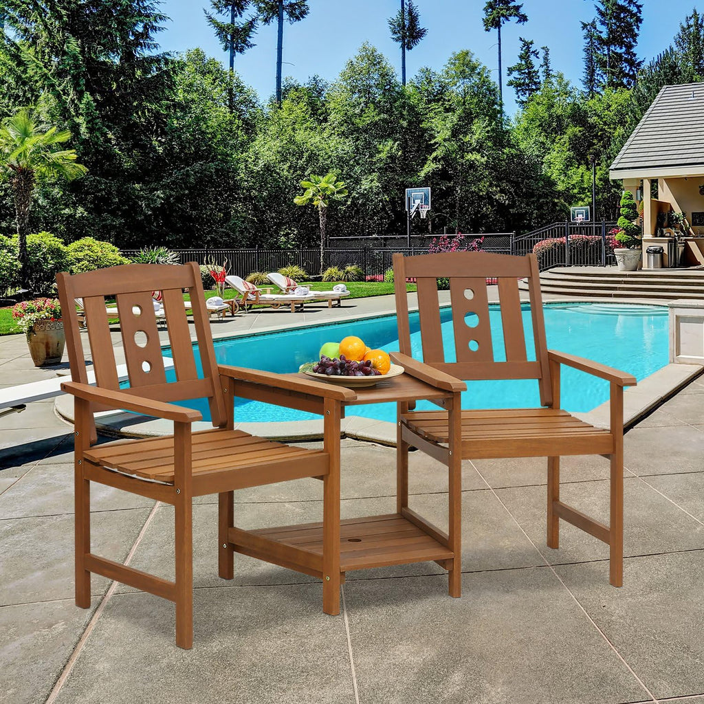 TIOMAN Outdoor Dining Set, Jack & Jill Bistro Set, for Patio, Garden, Porch, Natural