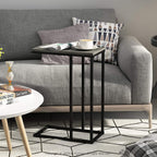 CAMNUS C-Shape Metal Frame Side Table, French Oak Grey