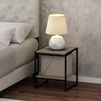 CAMNUS 2-Tier Metal Frame Side Table, French Oak Grey