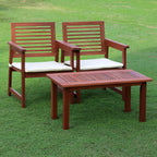 Patio Chair, Set of Two, Teak Outdoor Lawn Chair, Armchair with Cushion, for Patio, Garden, Porch, Natural