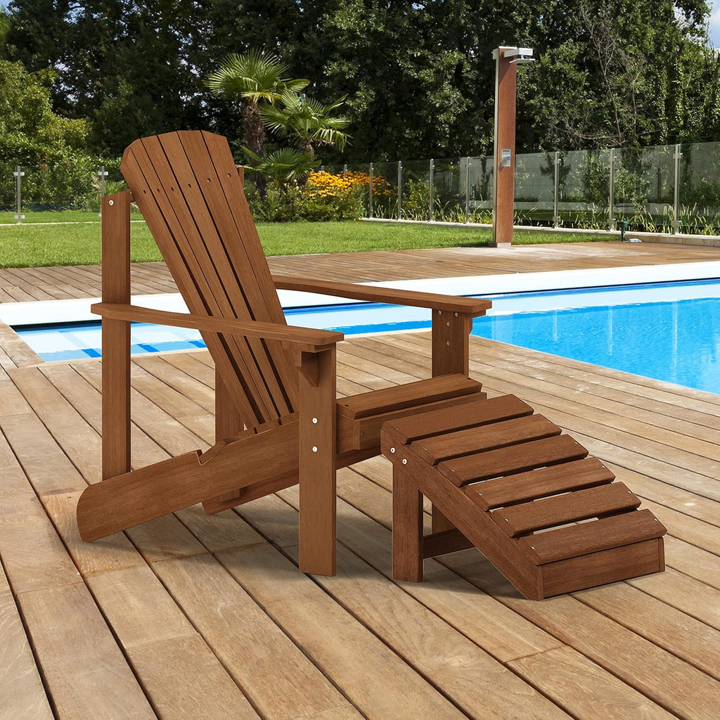 Small Adirondack Outdoor Footstool, Foot Stool, Natural