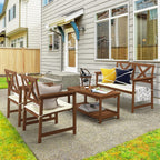 TIOMAN 2-Tier Outdoor Patio Table with Open Shelf, Natural