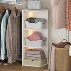PASIR Corner Closet Organizer with LED Lights, 3-Tier, White