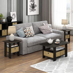 Andrey Set of 2 End / Side Table / Night Stand / Bedside Table with Bin Drawer, Espresso