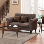 Bastia Vintage Modern Chesterfield Button Tufted Loveseat/Sofa Couch for Living Room, Brown Faux Leather