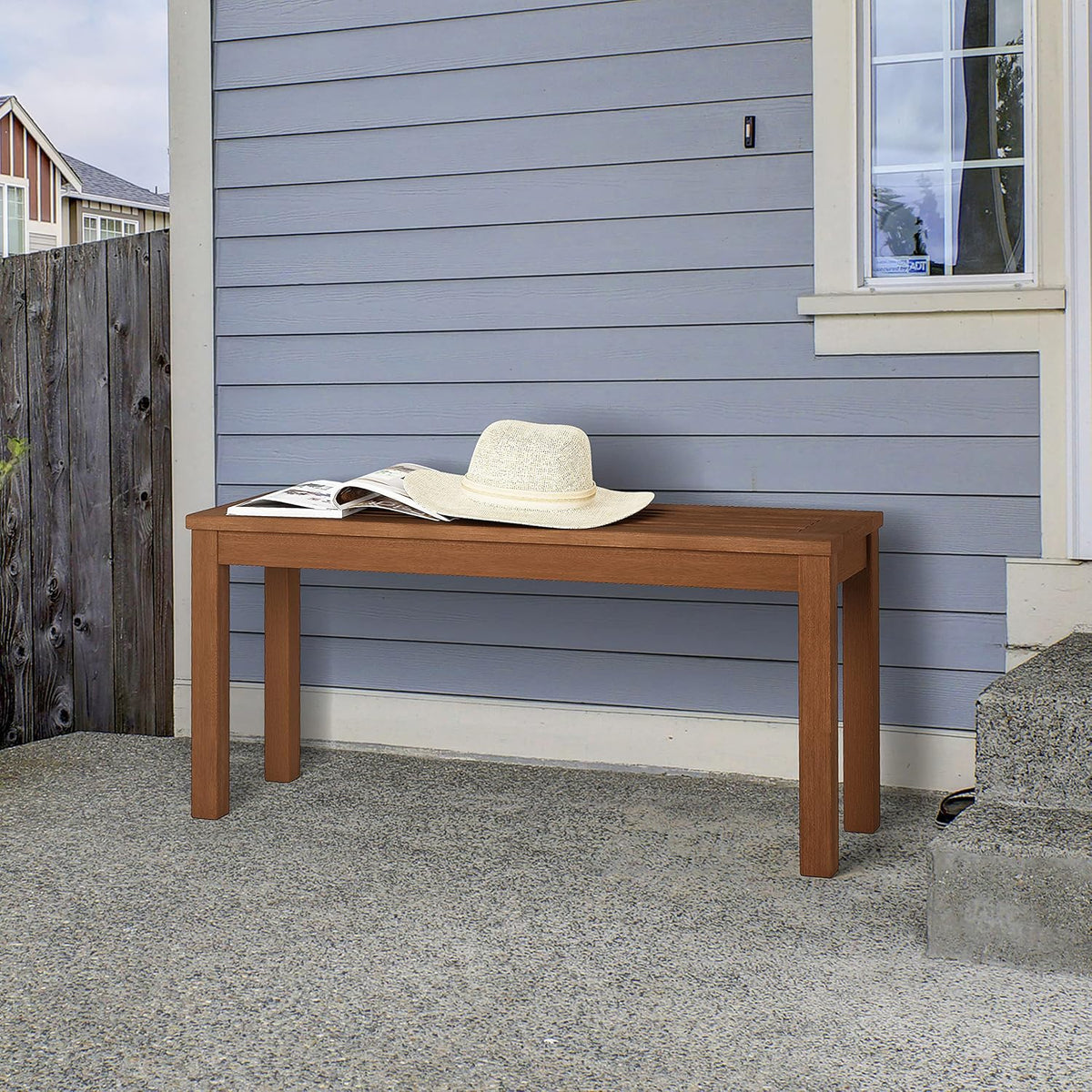 TIOMAN Outdoor Bench, Promo Backless Garden Bench, for Patio, Garden, Porch, 12 x 39 x 19, Natural