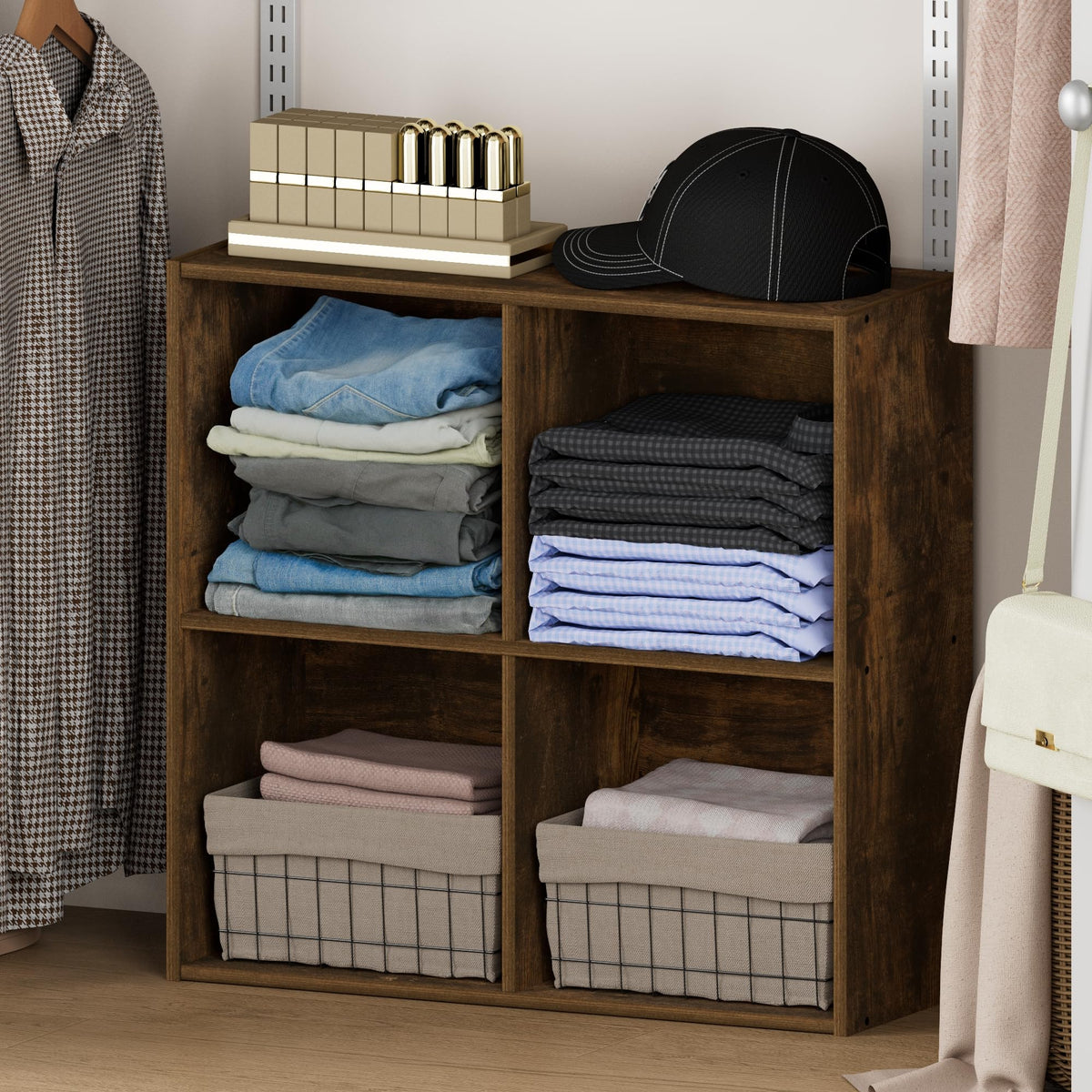 Reed 8-Cube Closet Organizers and Storage, Amber Pine