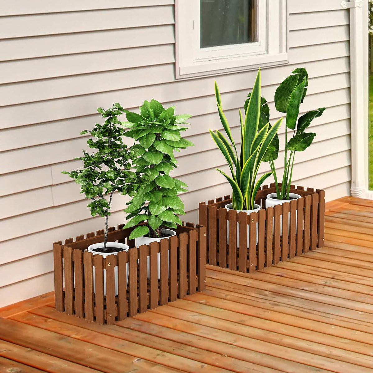 Outdoor Rectangular Planter Box, Natural
