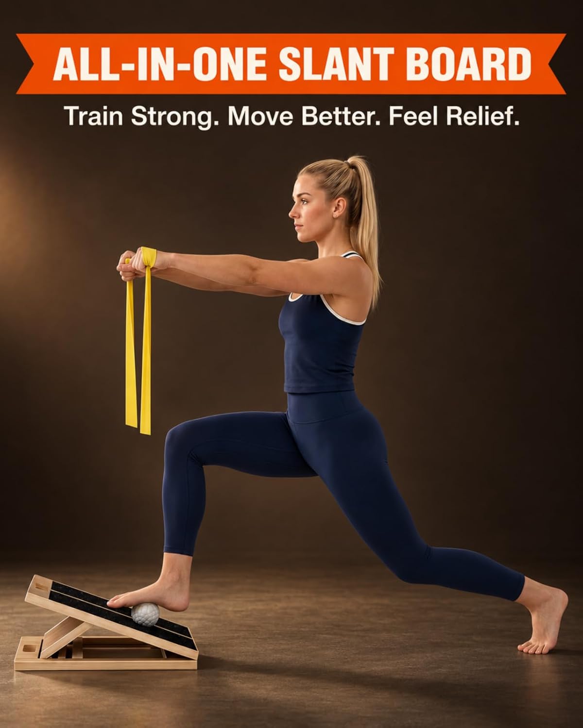 Slant Board for Exercise with Complete Mobility Kit, Foot Stretcher, Portable Foldable Wooden Wedge with 500 lb Capacity, Non-Slip Design, Carry Handle for Home, Gym and Office