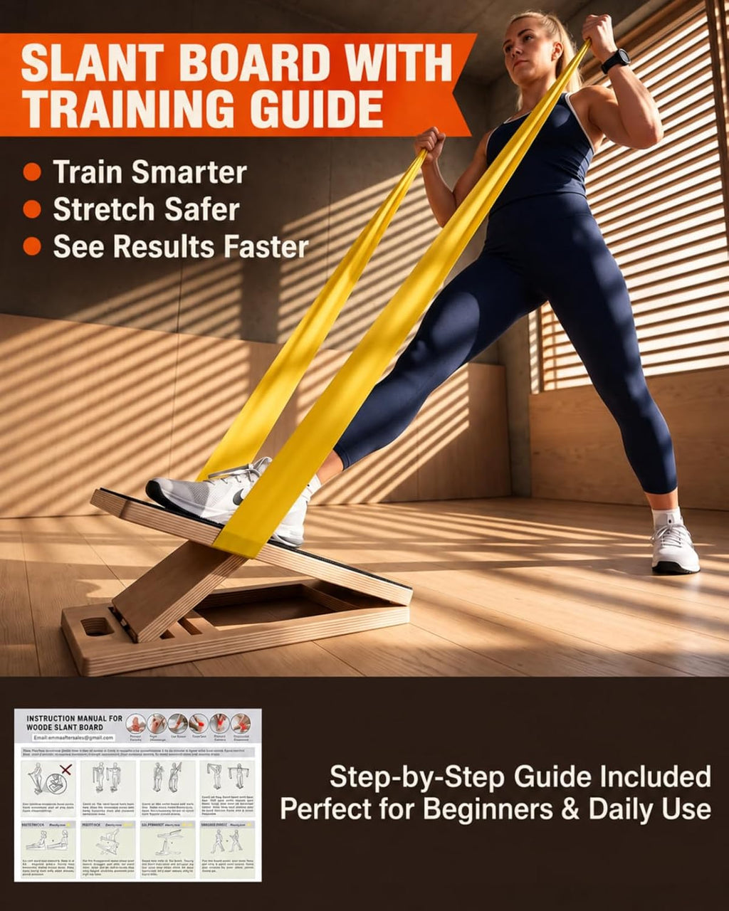 Slant Board for Exercise with Complete Mobility Kit, Foot Stretcher, Portable Foldable Wooden Wedge with 500 lb Capacity, Non-Slip Design, Carry Handle for Home, Gym and Office