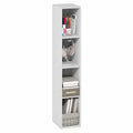 Furinno Fulda Book Shelf, 4-Tier Narrow Bookshelf, Standing Bookcase with 8-in Width Storage Shelf, 9.3 x 7.9 x 41.6, for Organization and Storage, for Living Room, Bedroom, Home Office, White