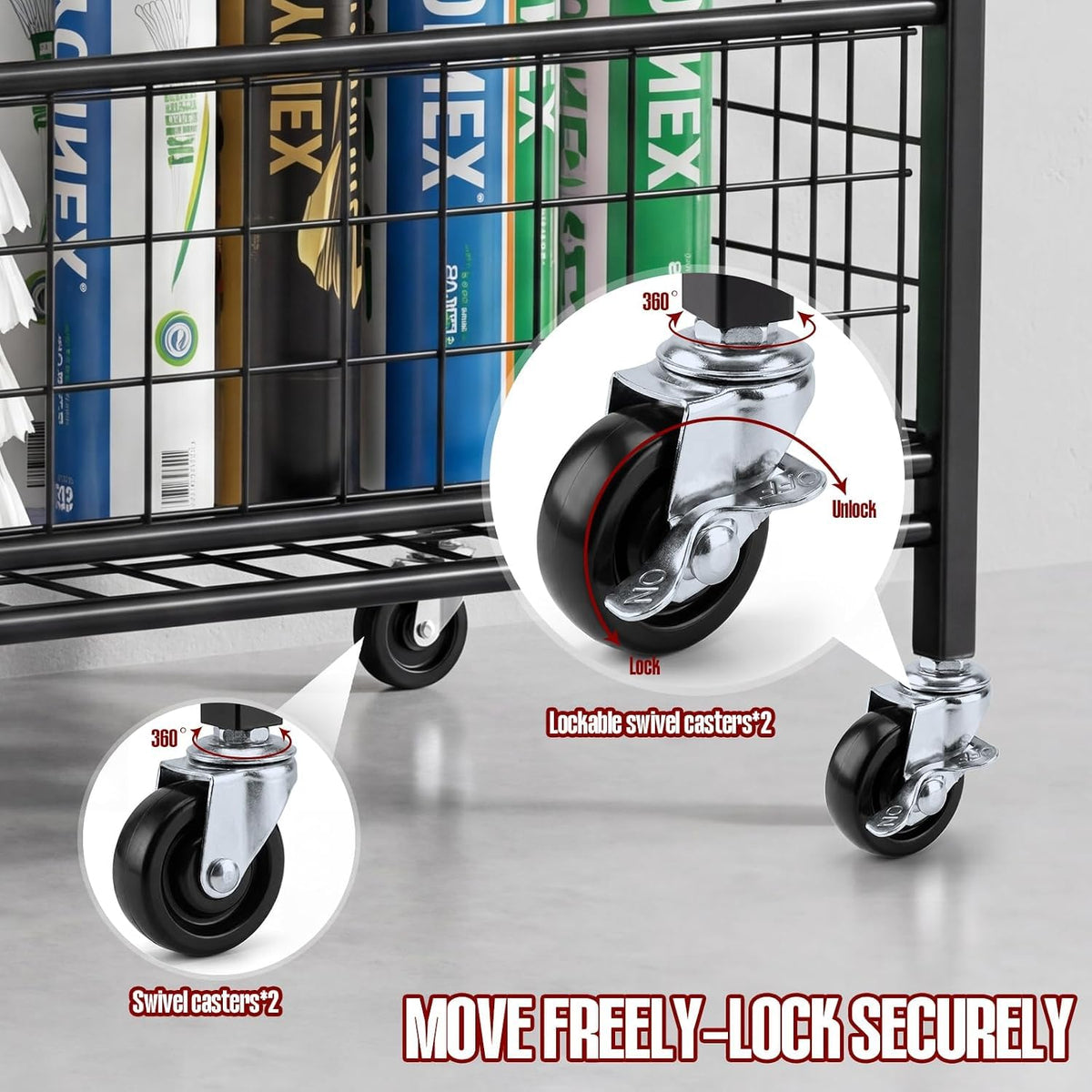 4-Tier Home Gym Storage Rack with Wheels and Hooks, Dumbbell Stand