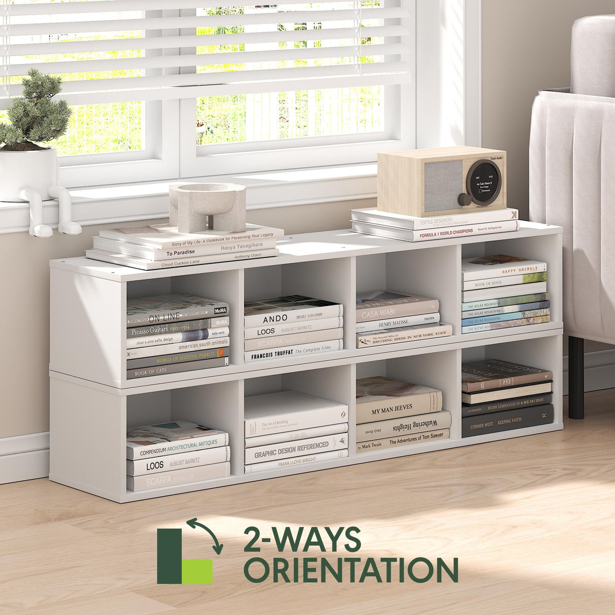 Furinno Fulda Book Shelf, 4-Tier Narrow Bookshelf, Standing Bookcase with 10-in Width Storage Shelf, 9.3 x 9.8 x 41.6, for Organization and Storage, for Living Room, Bedroom, Home Office, White