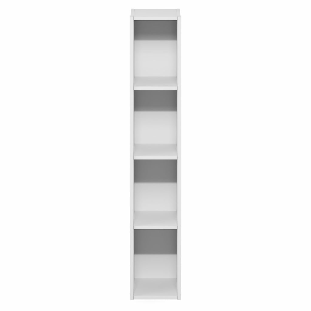 Furinno Fulda Book Shelf, 5-Tier Tall Narrow Bookshelf, Standing Bookcase with 8-in Width Storage Shelf, 9.3 x 7.9 x 51.9, for Organization Storage, for Living Room, Bedroom, Home Office, White