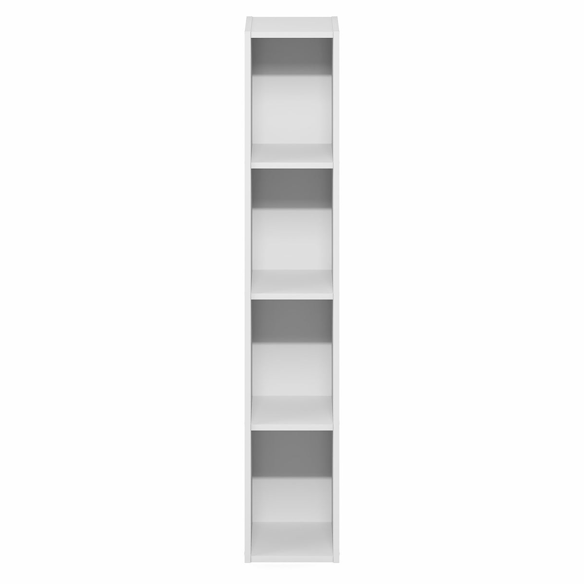 Furinno Fulda Book Shelf, 5-Tier Tall Narrow Bookshelf, Standing Bookcase with 8-in Width Storage Shelf, 9.3 x 7.9 x 51.9, for Organization Storage, for Living Room, Bedroom, Home Office, White